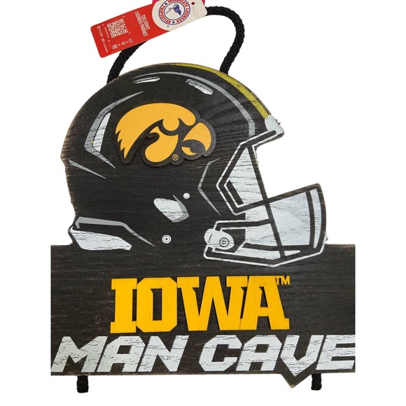 "FOCO NCAA Iowa Hawkeyes T Helmet Man Cave Wall Sign" - Picture 6 of 10